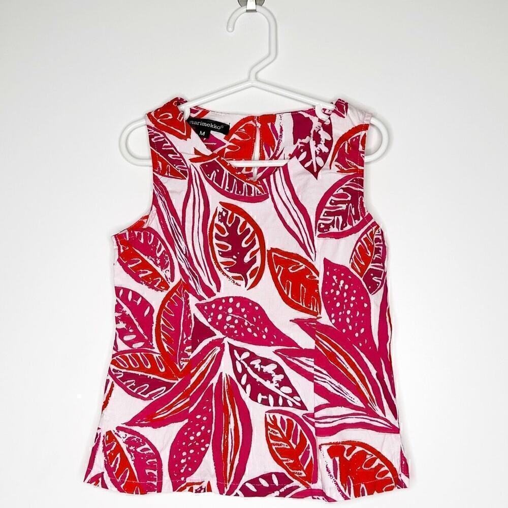 Marimekko Girls Leaf Tank Top Pink Size Medium